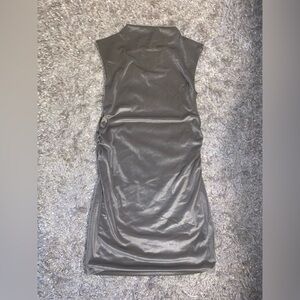 Gray/taupe velvet Sleeveless Dress mock neck ruched sides NWT size M